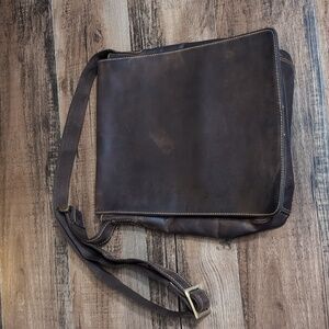 Visconti U.K. London Shoulder Reporter Bag Leather Oil Brown